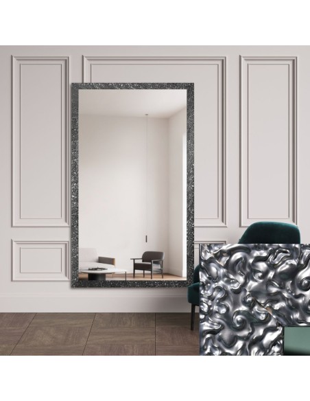 Lustro glamour w bogatej grafitowej ramie w wysokim połysku - 8002005