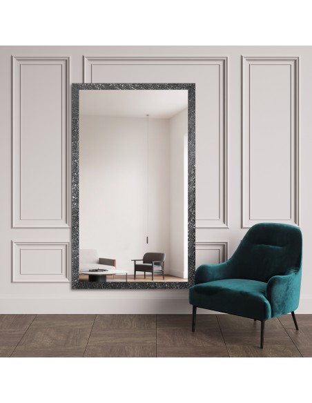 Lustro glamour w bogatej grafitowej ramie w wysokim połysku - 8002005