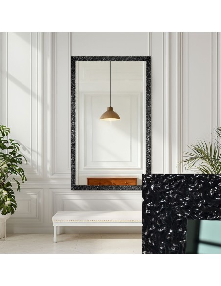 Lustro glamour w bogatej czarnej ramie w wysokim połysku - 8002001