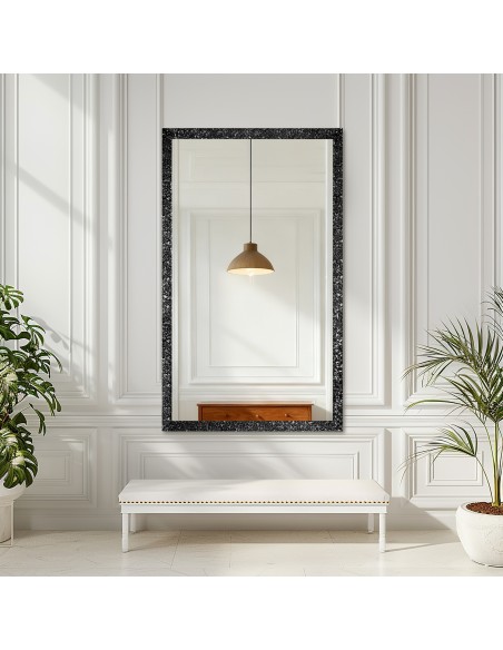Lustro glamour w bogatej czarnej ramie w wysokim połysku - 8002001