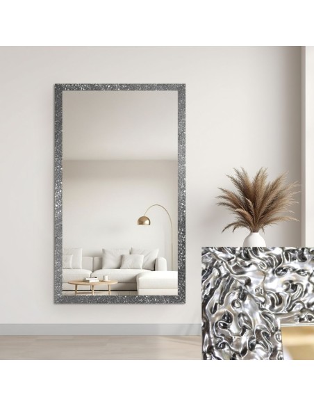 Lustro glamour w bogatej srebrnej ramie w wysokim połysku - 8002003
