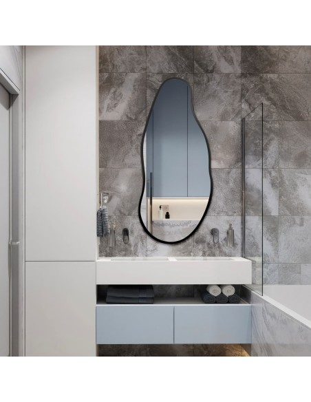 Lustro o organicznym kształcie w ramie - BARYT W RAMIE