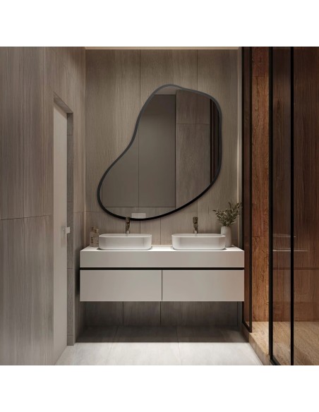 Lustro o organicznym kształcie w ramie - KWARC W RAMIE