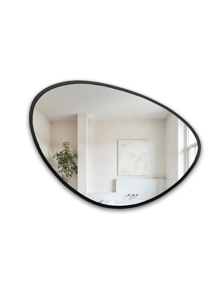 Lustro o nieregularnym kształcie w ramie- OBSYDIAN W RAMIE