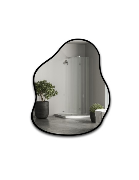 Lustro o organicznym kształcie w ramie - STONE W RAMIE
