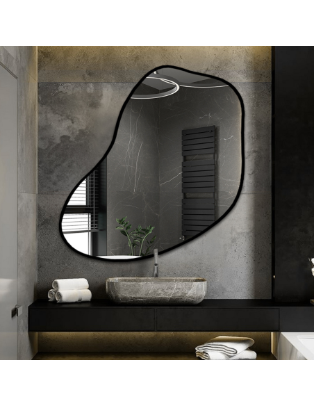 Lustro o organicznym kształcie w ramie - KWARC W RAMIE