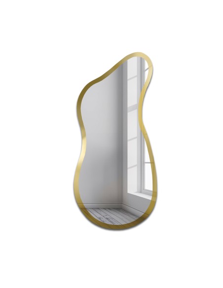 Nieregularne lustro w ramie złoty połysk – ANGELIT II SHINE