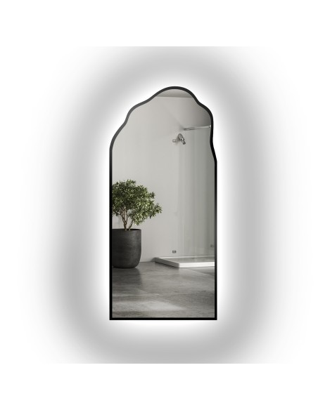 Półowalne lustro o organicznym kształcie w ramie z podświetleniem - AURO W RAMIE LED 1