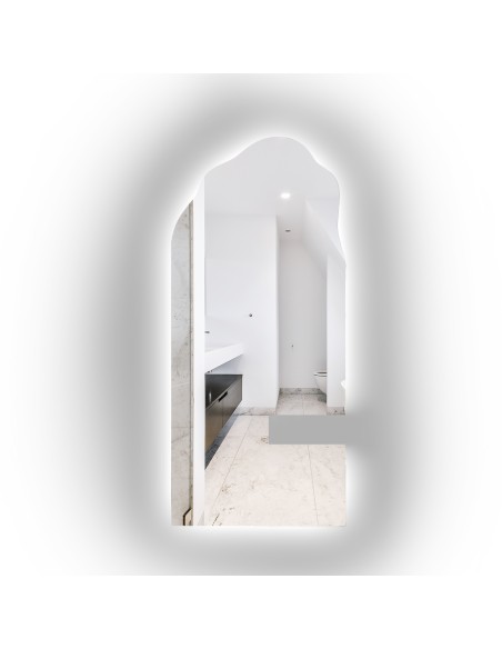 Lustro o nieregularnym kształcie z wycięciem na szafkę z podświetleniem - AURO 1 LED