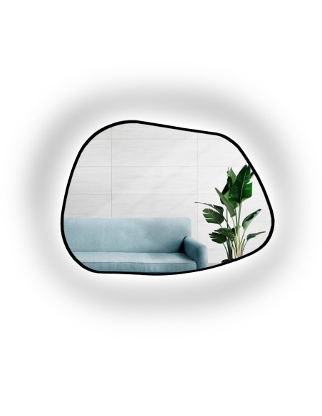 Lustro o organicznym kształcie z podświetleniem - BAZALT W RAMIE LED