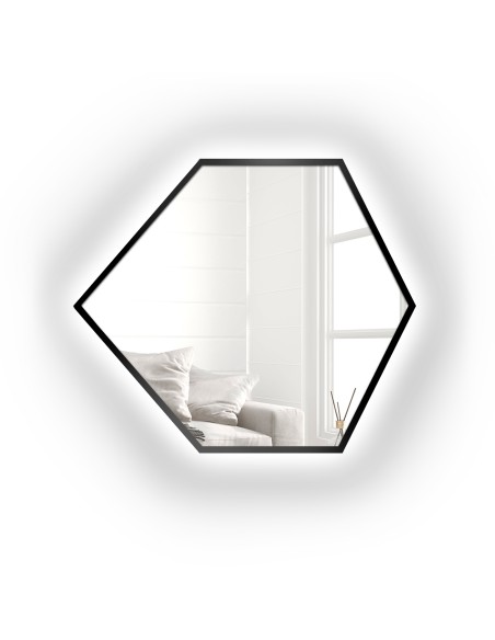 Lustro o geometrycznym kształcie w ramie z podświetleniem – GEOME W RAMIE LED