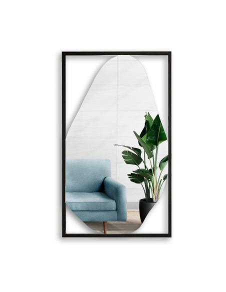 Lustro organiczne w czarnej ramie MDF - HUBERTUS