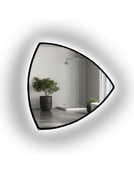 Lustro łazienkowe trójkątne w ramie z podświetleniem - KARO W RAMIE LED