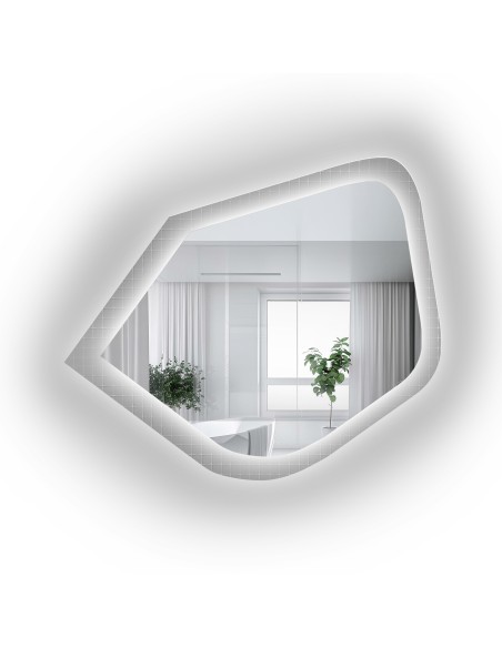 Lustro na szkle ornamentowym master flex z podświetleniem - LUXORA PRISTAL LED