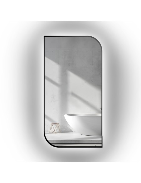 Lustro w ramie czarnej MDF SLIM z podświetleniem - ŁEZKA LED - kolor ramy do wyboru