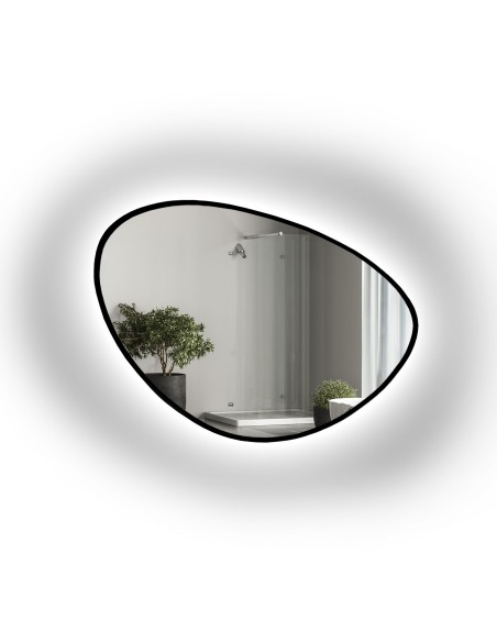 Lustro o nieregularnym kształcie w ramie z podświetleniem- OBSYDIAN W RAMIE LED