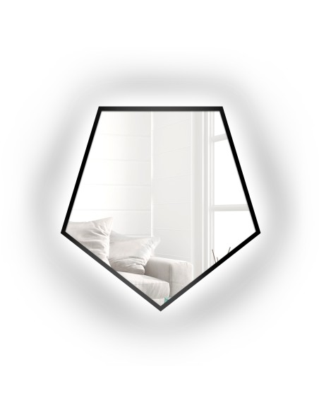 Lustro o geometrycznym kształcie w ramie z podświetleniem – PENTA W RAMIE LED