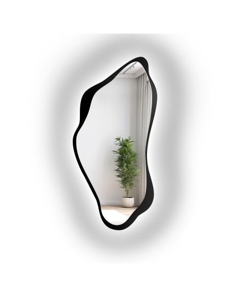 Lustro o nieregularnym kształcie w ramie mdf z podświetleniem - PIENA W RAMIE LED
