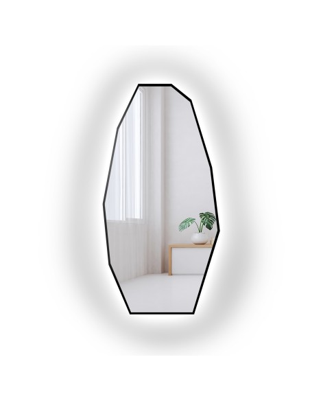 Dekoracyjne lustro o ostrym organicznym kształcie w ramie z podświetleniem - PIRYT W RAMIE LED