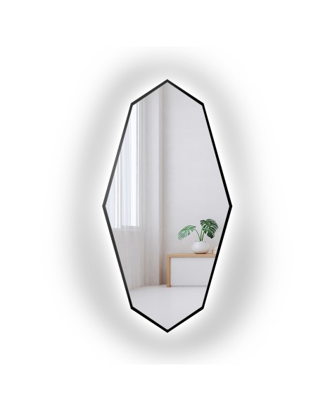 Dekoracyjne lustro o ostrym organicznym kształcie w ramie z podświetleniem - RIOLIT W RAMIE LED