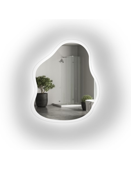 Lustro o organicznym kształcie na szkle float z podświetleniem - STONE GLASS LED