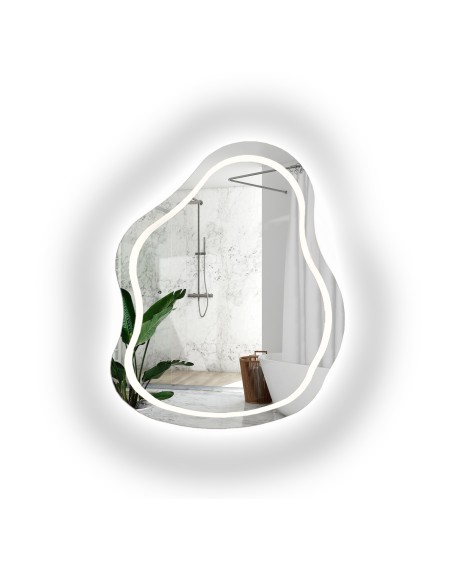 Lustro łazienkowe o nieregularnym kształcie - STONE LED II