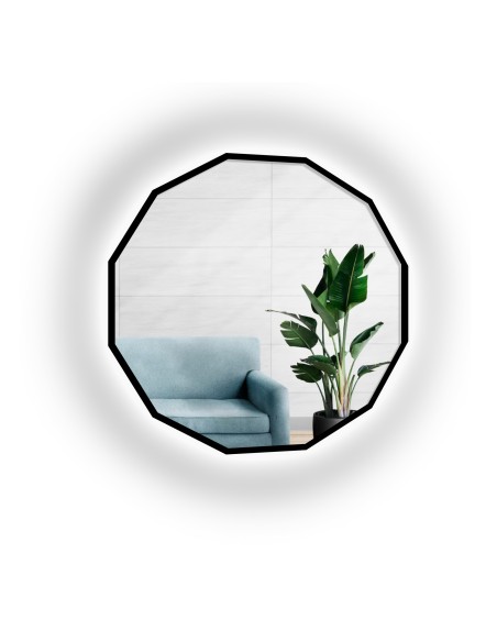 Lustro wielokątne w ramie czarnej MDF - WIELO LED - kolor ramy do wyboru