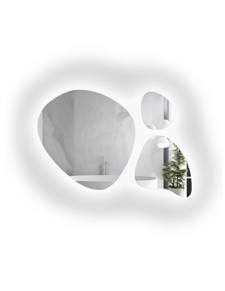 Zestaw trzech luster organicznych z podświetleniem - FLORA LED