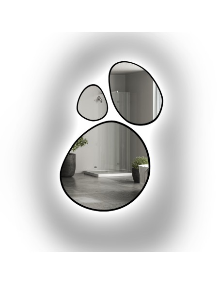 Zestaw trzech luster organicznych w ramie z podświetleniem - OPALIT W RAMIE LED