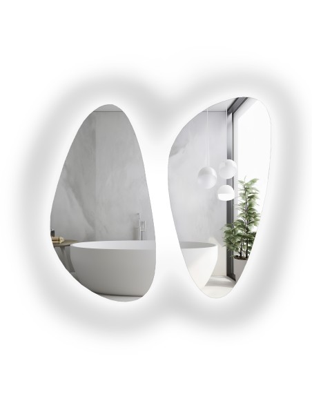 Zestaw dwóch luster o nieregularnym kształcie z podświetleniem - SELENIT LED