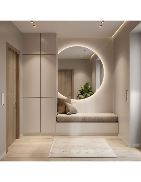 Lustro okrągłe ścięty bok z podświetleniem - KOŁO LED ŚCIĘTY BOK