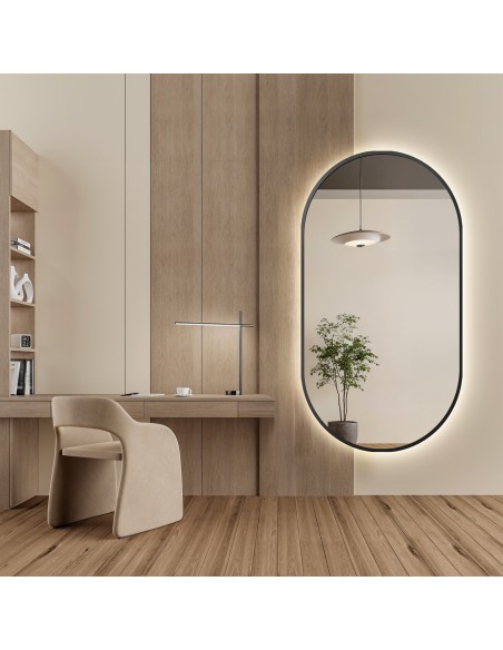 Lustro owalne w ramie czarnej MDF SLIM z podświetleniem - OLI LED - kolor ramy do wyboru