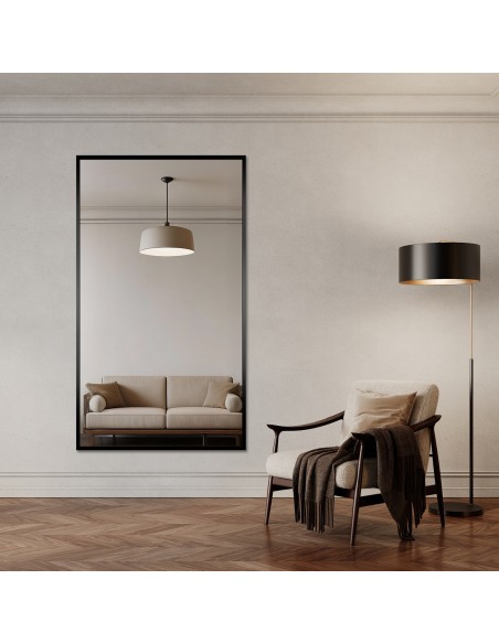 Nowoczesne duże lustro ścienne w drewnianej ramie - 1503 - na wymiar