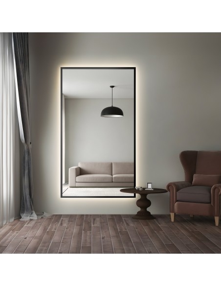 Lustro w czarnej ramie z podświetleniem - 1503 LED- kolor ramy do wyboru