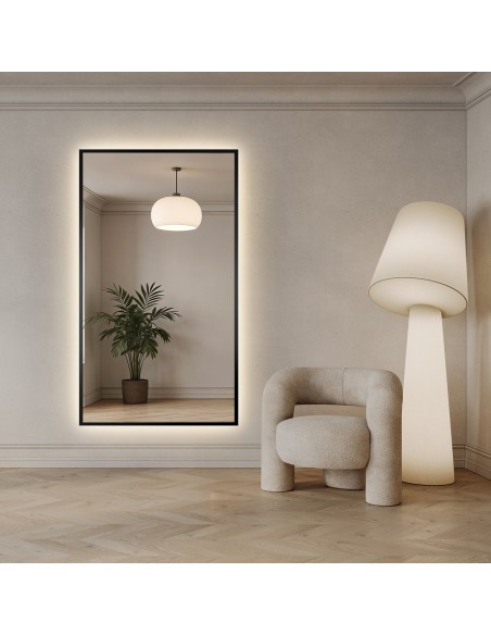 Lustro w czarnej ramie z podświetleniem - 1503 LED- kolor ramy do wyboru