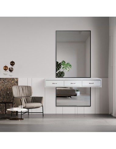 Lustro w czarnej ramie do toaletki w...