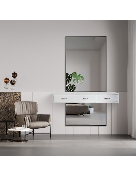 Lustro w czarnej ramie do toaletki w dwóch częściach - 1503 - kolor ramy do wyboru