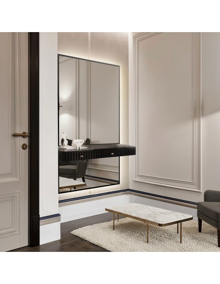 Lustro w czarnej ramie do toaletki w dwóch częściach z podświetleniem LED - 1503 LED- kolor ramy do wyboru