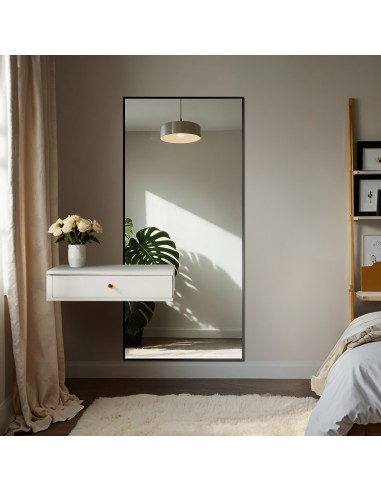 Nowoczesne duże lustro w drewnianej...