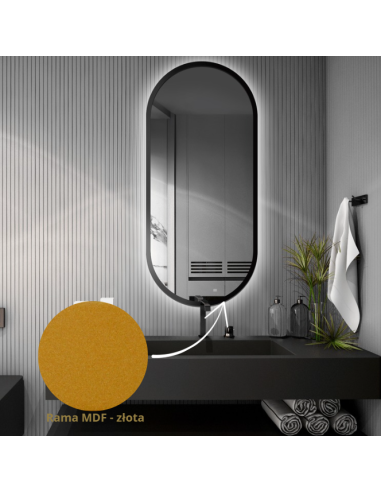 Lustro owalne w złotej ramie MDF SLIM...