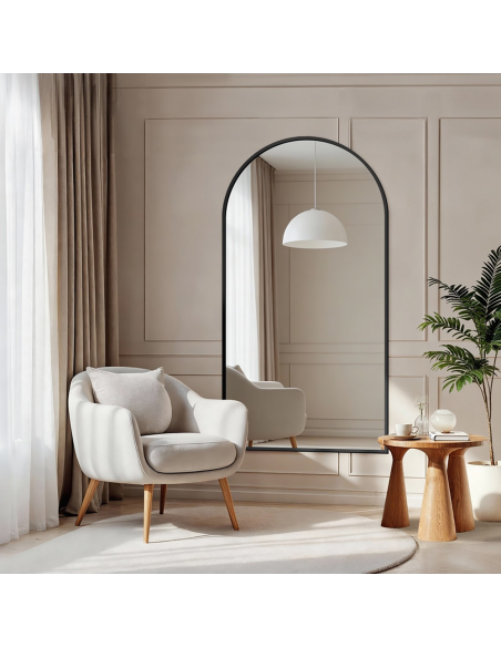 Lustro półowalne w ramie czarnej MDF SLIM - DOMI - kolor ramy do wyboru