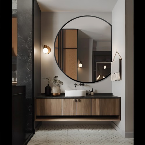 Lustro okrągłe w czarnej...