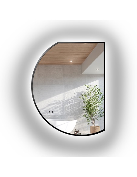 Lustro o nieregularnym kształcie w czarnej matowej ramie mdf z podświetleniem - ODETTA LED