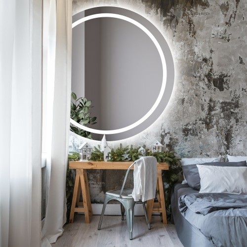 Lustro okrągłe ścięty bok z...