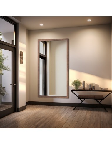 Lustro prostokątne w brązowej...