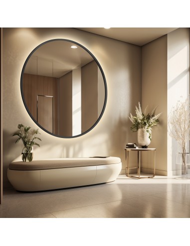 Lustro okrągłe w czarnej ramie MDF...