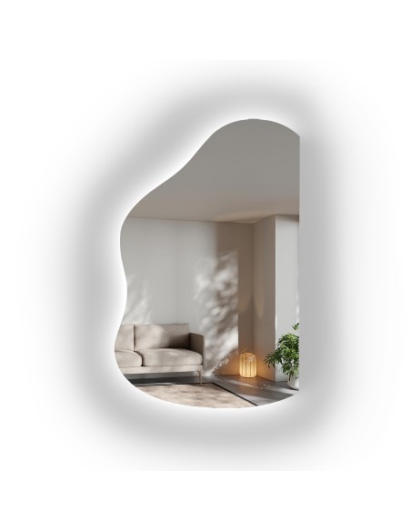 Lustro organiczne ścięty bok z podświetleniem LED - STONE LED ŚCIĘTY BOK