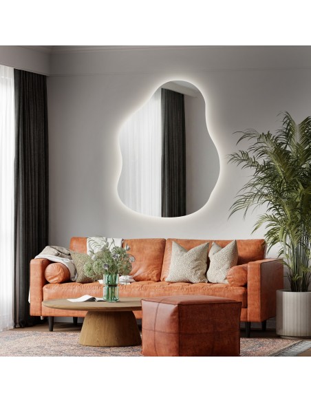 Lustro o organicznym kształcie z podświetleniem - STONE LED