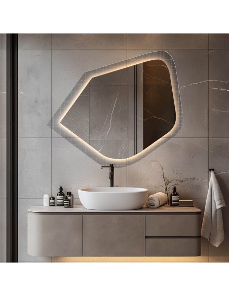 Lustro na szkle ornamentowym master flex z podświetleniem - LUXORA PRISTAL LED