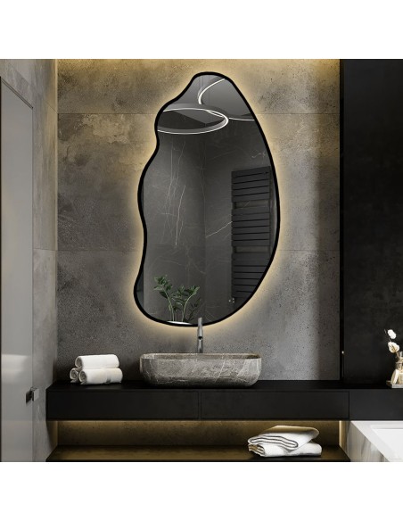 Lustro o organicznym kształcie w ramie z podświetleniem - TOPAZ W RAMIE LED